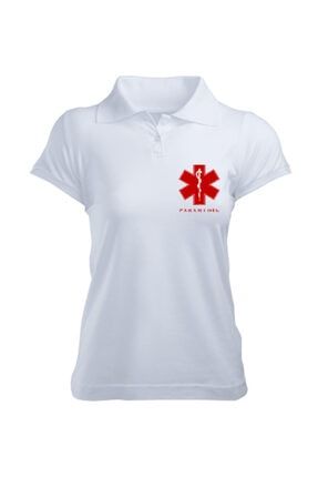 112 Acil Sağlık Ems Emergency Medıcal Servıce Paramedıc Paramedik Kırmızı Kadın Polo Yaka Tişört TD287739