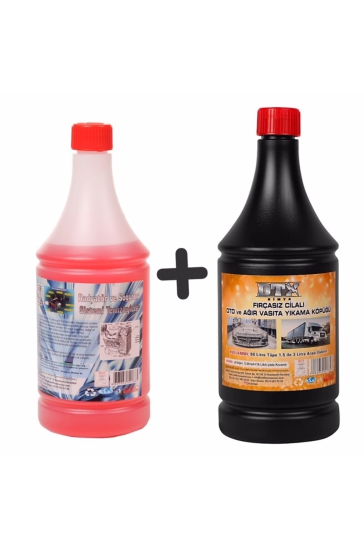 Oto Kalorifer Ve Petek Temizleme Ilacı (solventli) 1 Lt & Cilalı Oto Motor Şampuanı 1 Litre