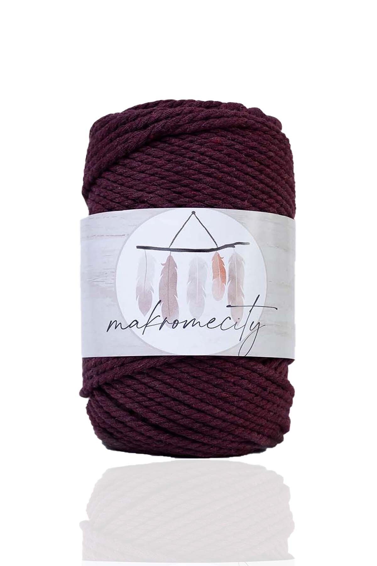 Makromecity-3 Twist Cotton Macrame Thread 3mm Three Twist Screening Macrame Rope 250 Gr Claret Red 1