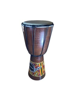 Tik Ağacı Etnik Desen Deri Darbuka Koyu Kestane 40 Cm DRBK40k