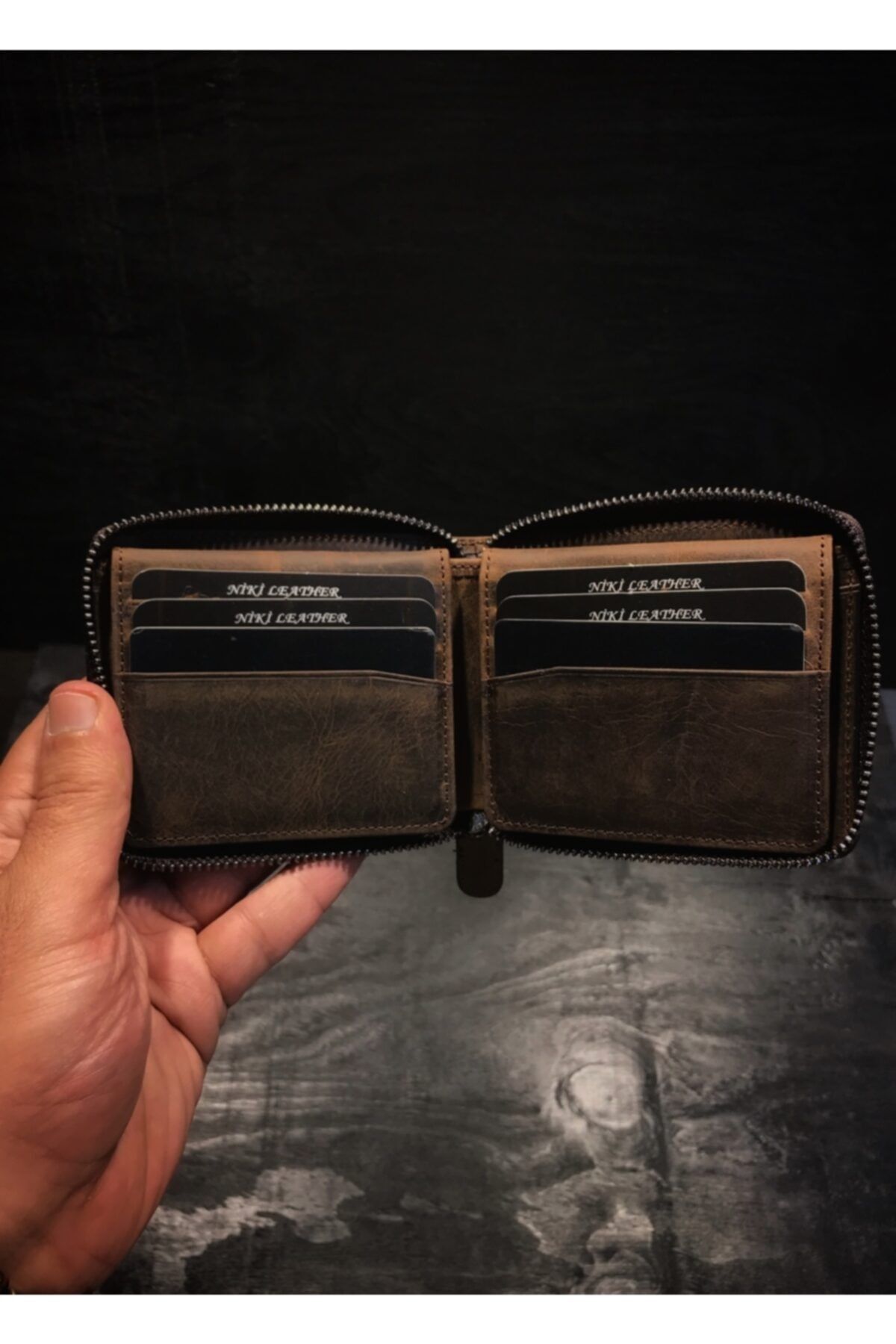 کیف پول مردانه و زنانه EVO COFFEE VINTAGE ZIPPER ANISEX CARD HOLDER WALLED Niki Leather