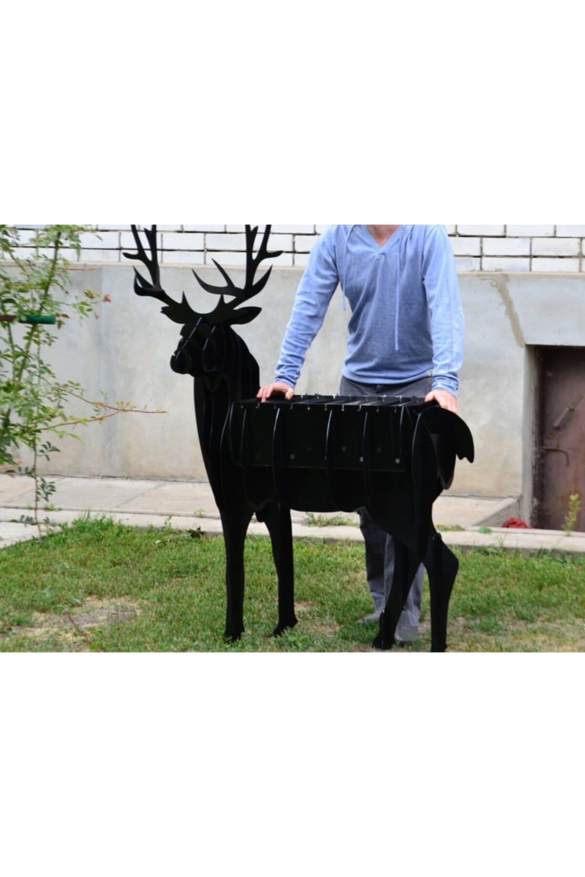 Geyik Şeklinde Mangal, Metal Geyik Mangal, Kömürlü Barbekü, Dekoratif Heykel 3