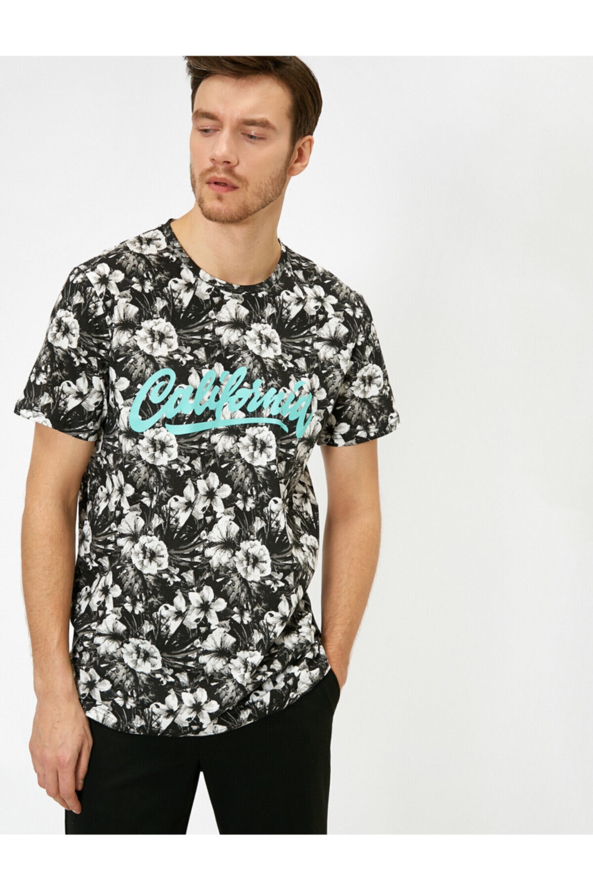 تیشرت مردانه مشکی کوتون | 0YAM14781OK اورجینال - تصویر 2