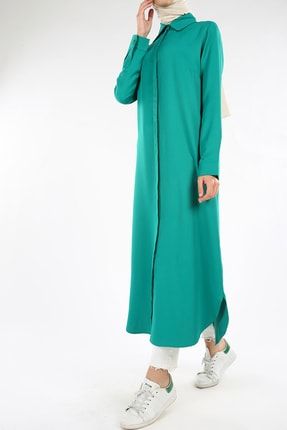 Kadın Zümrüt Yeşili Uzun Gömlek Tunik 21DS51019YC0