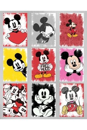 9 Parça Çizgi Fim Karakteri Mickey Mouse Tasarım Ahşap Tablo Seti hbb9p0201