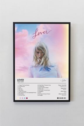 Taylor Swift Lover Albümü Siyah Çerçeveli Spotify Barkodlu Albüm Poster Tablo TSLVR00001
