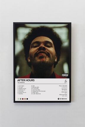 The Weeknd After Hours Albümü Siyah Çerçeveli Spotify Barkodlu Albüm Poster Tablo TWAH00001