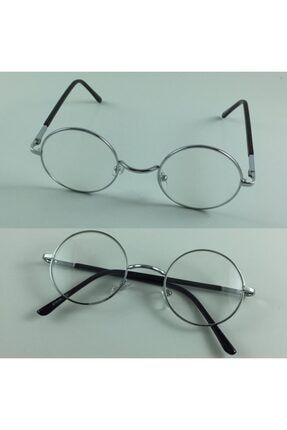 Unisex Yuvarlak Gümüş Çerçeveli Gözlük modakizi-a1017