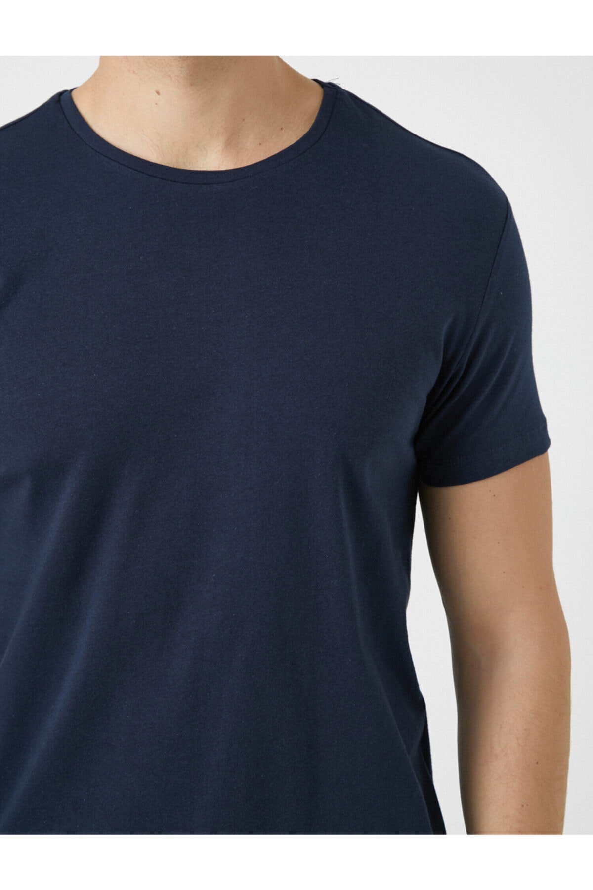 تیشرت مردانه آبی سرمه ای کوتون | 1YAM12136LK اورجینال - تصویر 5
