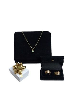 Amor Woman Jewelry Altın Kaplama Minik Dorika Detaylı Nazar Boncuklu Çift Yüzüklü 3lü Kadın Takı Set DRKDOC1000000