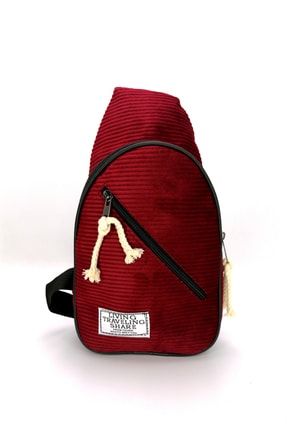 Göğüs Çantası Bodybag Unisex Kırmızı Kadife PS02