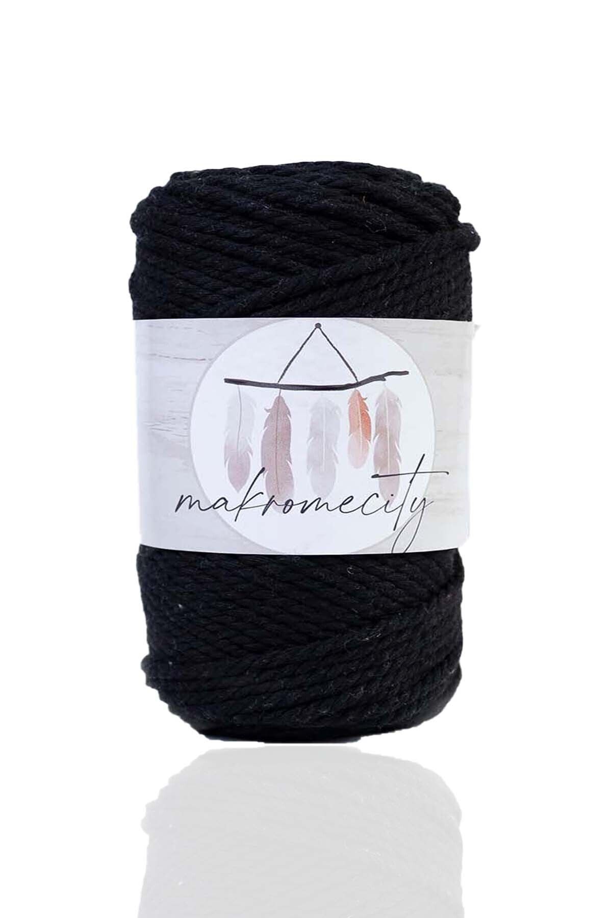 Makromecity-Premium 3 Twist Cotton Macrame Thread 3mm Three Twist Taranan Macrame Rope 250 Gr Set of 2 Black 2