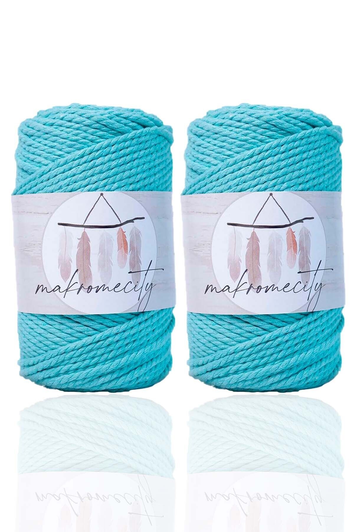 Makromecity-Premium 3 Twist Cotton Macrame Thread 3mm Three Twist Taranan Macrame Rope Thread 250 Gr Set of 2 2 Mint 1
