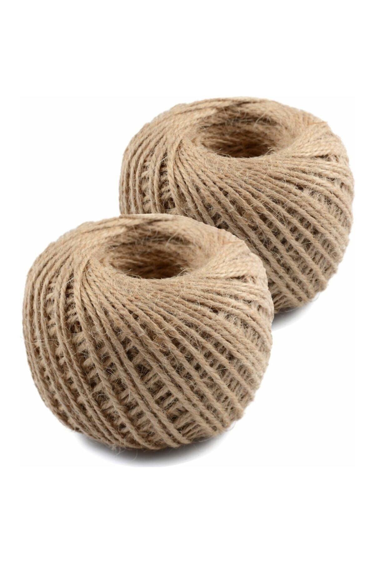 Genel Markalar Hasır Jüt ip 2 Top 100 Metre Doğal Jüt İp - 100gr Keten ipi, Hasır ip, halat ip, Süsleme ipi 2 Adet