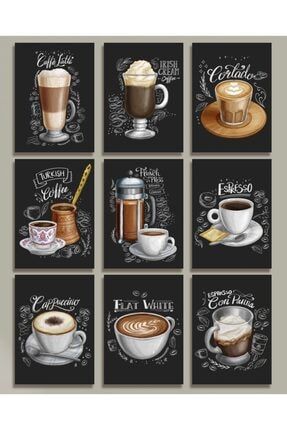 Dünya Kahveleri Tasarımlı %100 Mdf Duvar Tablo Seti 9 Parça OMTA76