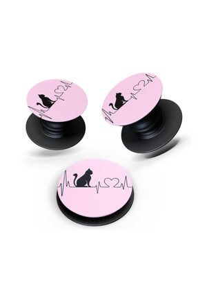 Desenli Pop Socket Pink Cat Telefon Parmak Tutucu Popsocket Stand TYC00309464370