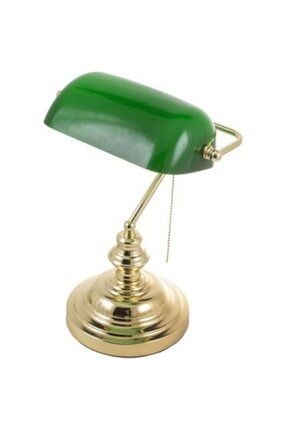 Banker Masa Lambası Yeşil Renk Orjinal Cam-gold Kaplama BANKER-LDR-GOLD