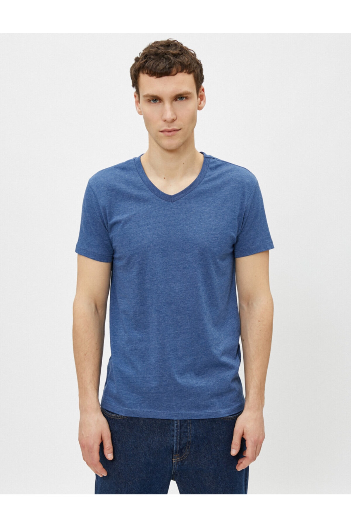 تیشرت مردانه آبی سرمه ای کوتون | 1YAM12324LK اورجینال - تصویر 3
