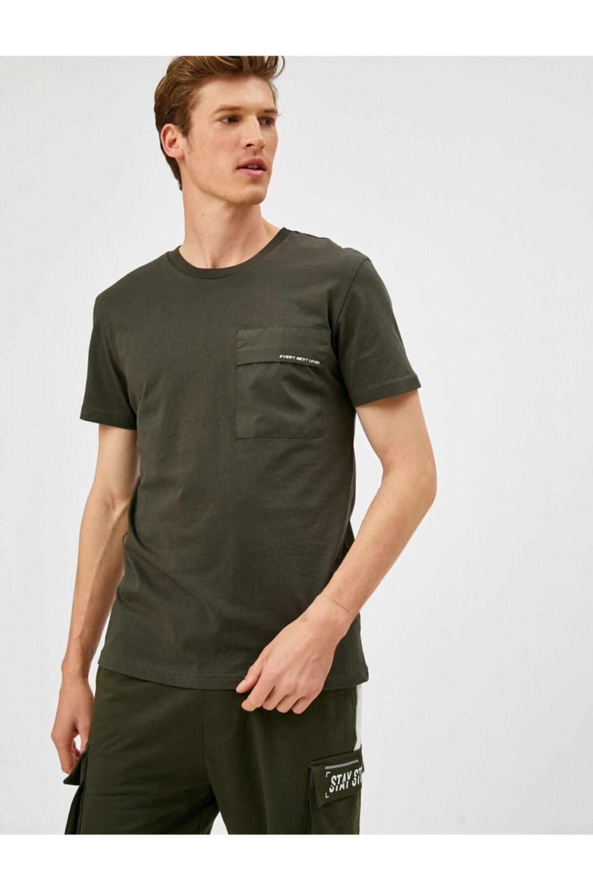تیشرت مردانه سبز کوتون | 1YAM11761LK اورجینال - تصویر 2