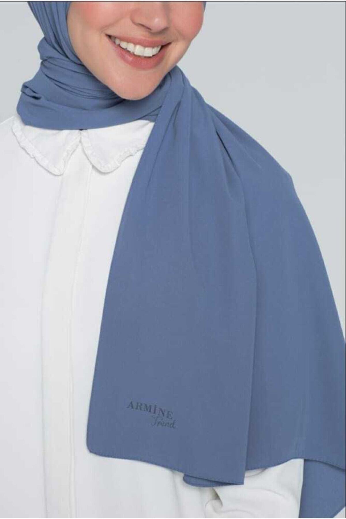 شال زنانه آبی سرمه ای آرمینه | Armine trend medine ipeği indigo اورجینال - تصویر 2