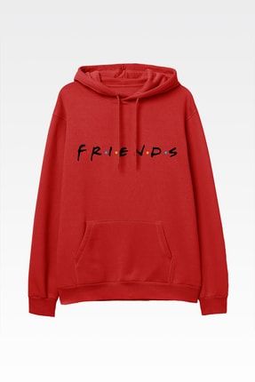 Friends 01 Kırmızı Kapşonlu Sweatshirt - Hoodie H-UNI-FRNDS
