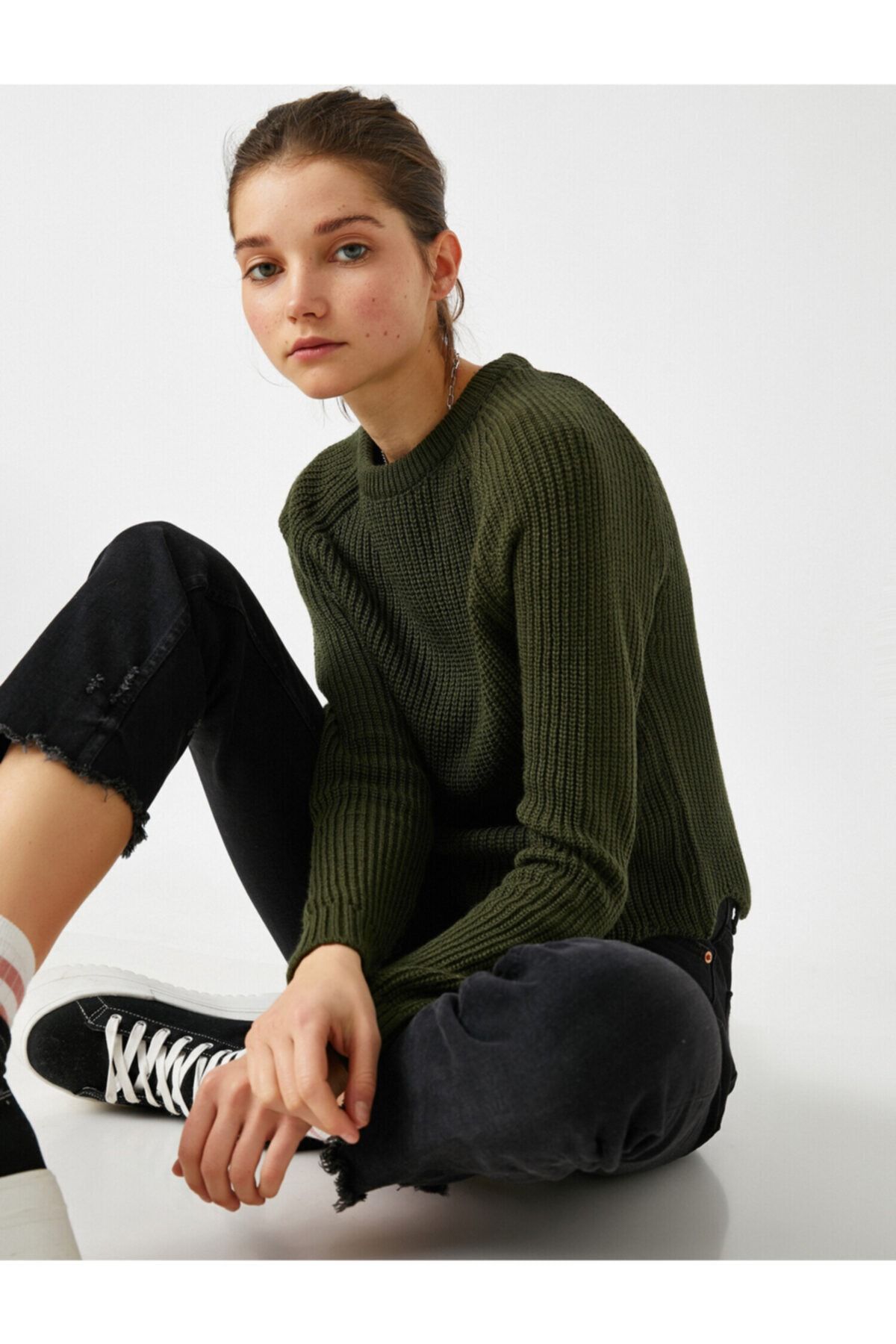 Koton Pullover Khaki Regular Fit Fast ausverkauft