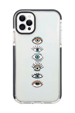 Iphone 11 Pro Siyah Kenarlı Anti Shock Gözler Desenli Telefon Kılıfı IP11PANTI-062
