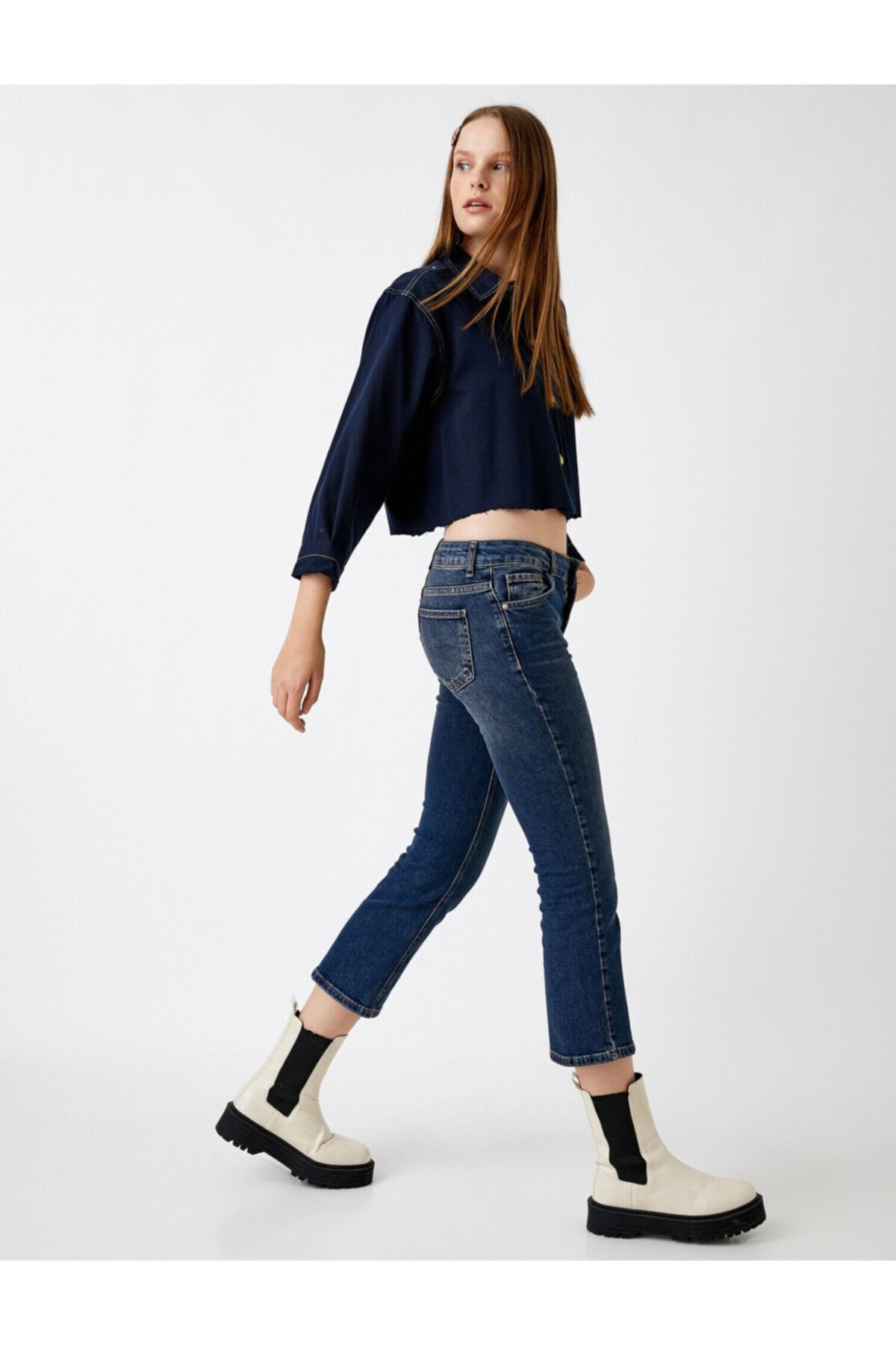 Koton شلوار جین نیلی متوسط ​​زنانه
