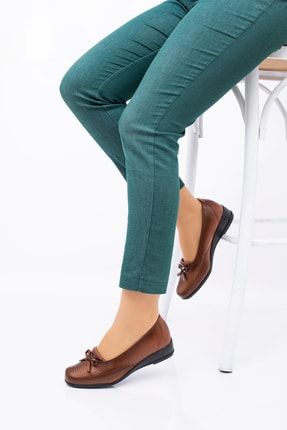 708 Kadın Dolgu Topuk Içi Hakiki Deri Ortopedik Taba Günlük Anne Ayakkabısı