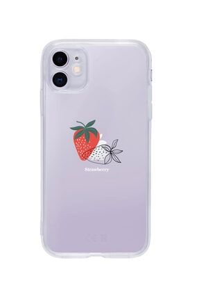 Iphone 11 Strawberry Tasarımlı Şeffaf Telefon Kılıfı BCIPH11SEFSTRWBRY