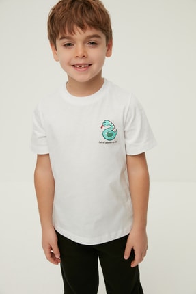 Picture of Beyaz Baskılı Erkek Çocuk Örme T-Shirt TKDSS22TS0129