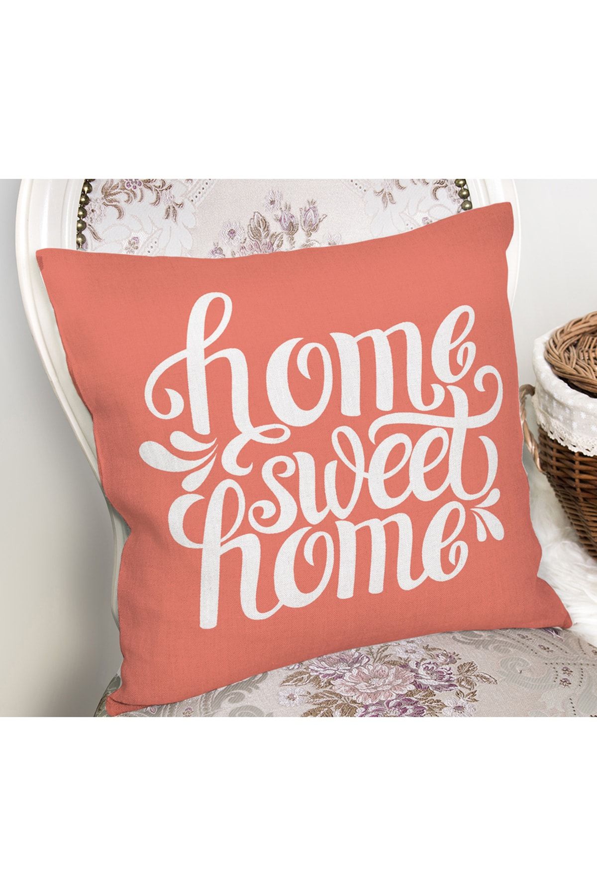 Realhomes-Fundal portocaliu Home Sweet Home Motiv Pernă Husă de pernă 2
