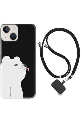 Apple Iphone 13 Kılıf Silikon Ipli Boyun Askılı Desenli Panda Sevimli 1738 ip13plixxxfozel10