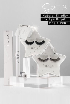 Seffaf Eyeliner (magic Pen) + Natural Kirpik + Foxeye Kirpik (yoğun Model) ENF01