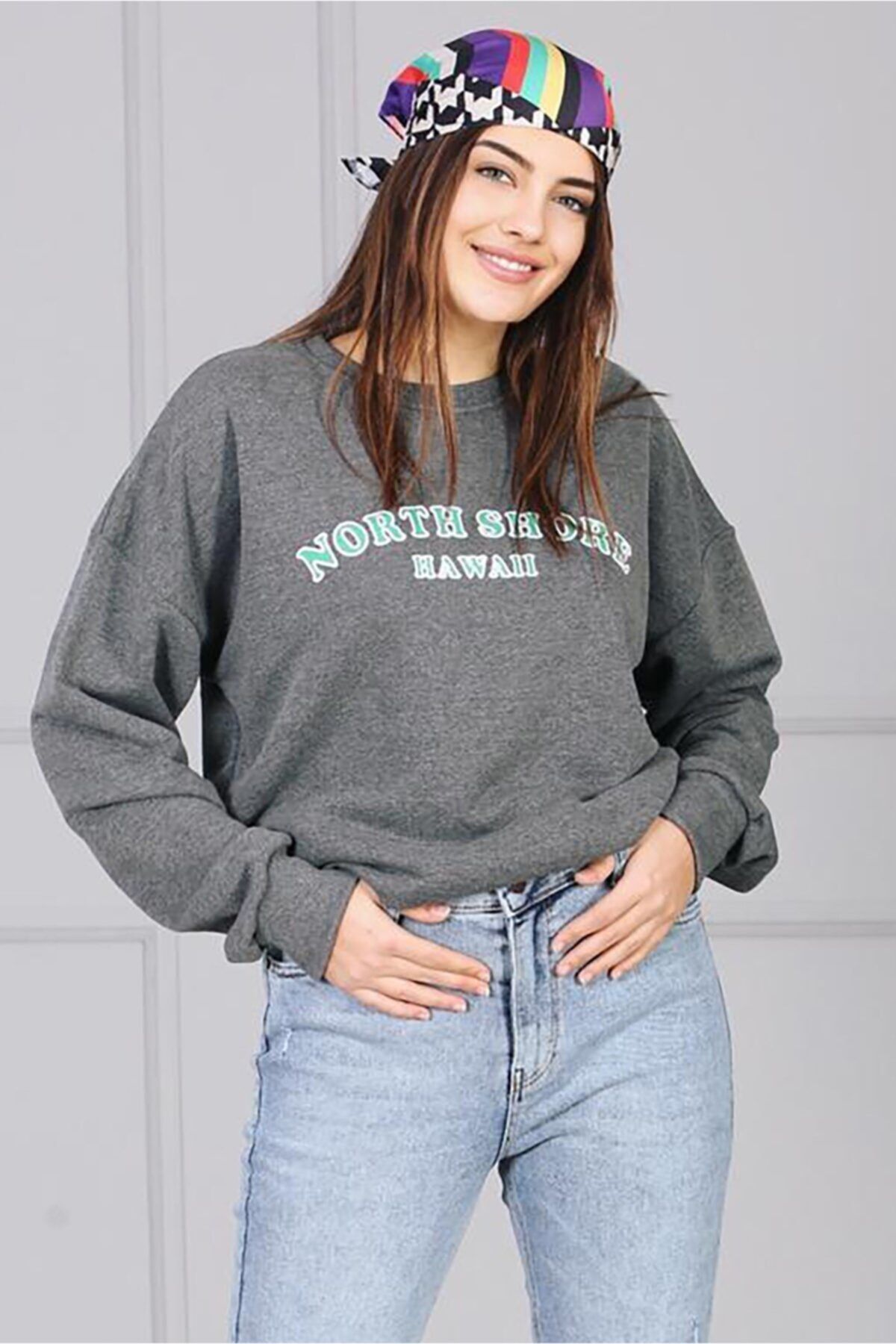 Madmext Sweatshirt Grau Regular Fit