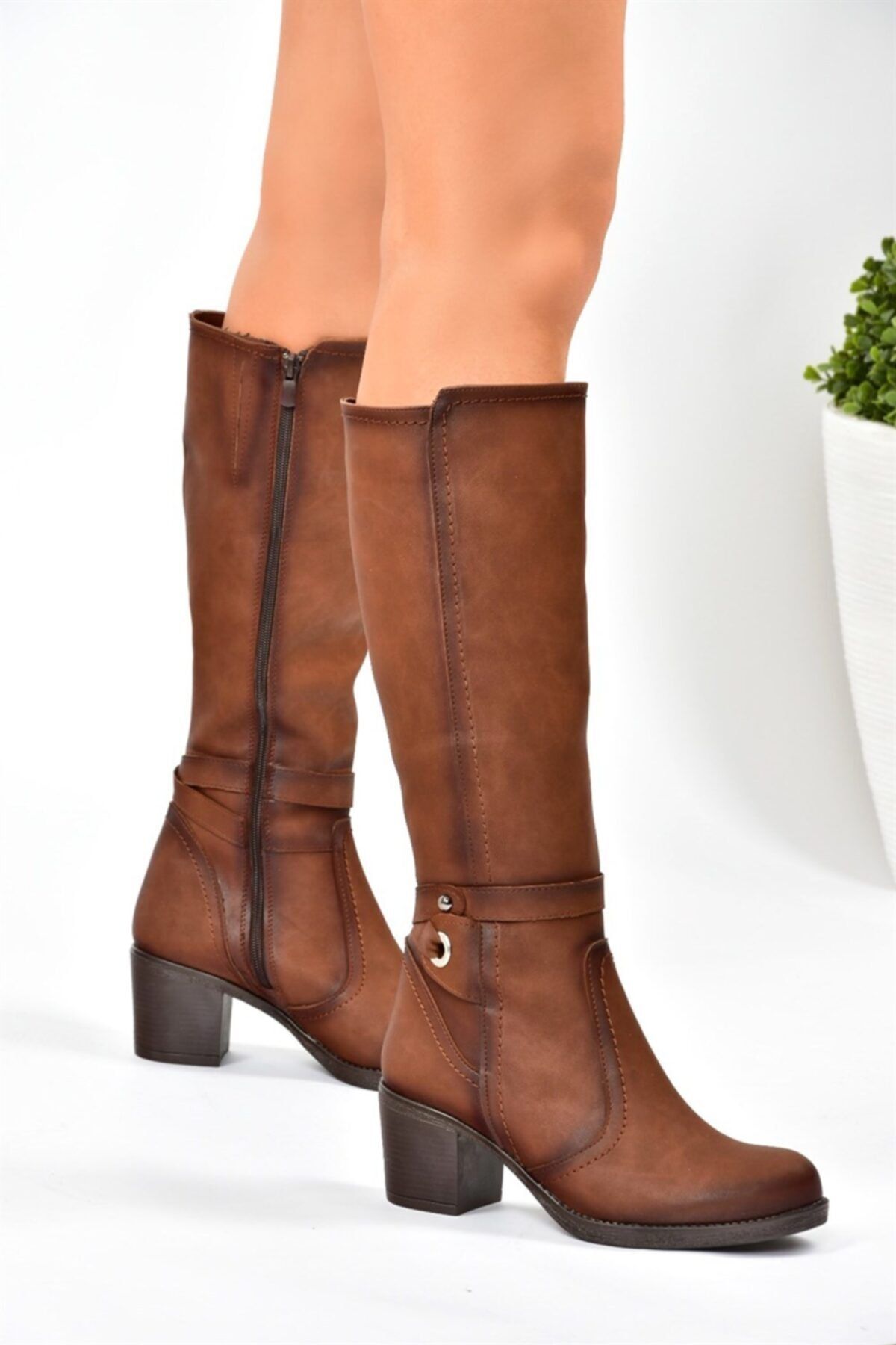 Tan knee high new arrivals boots sale