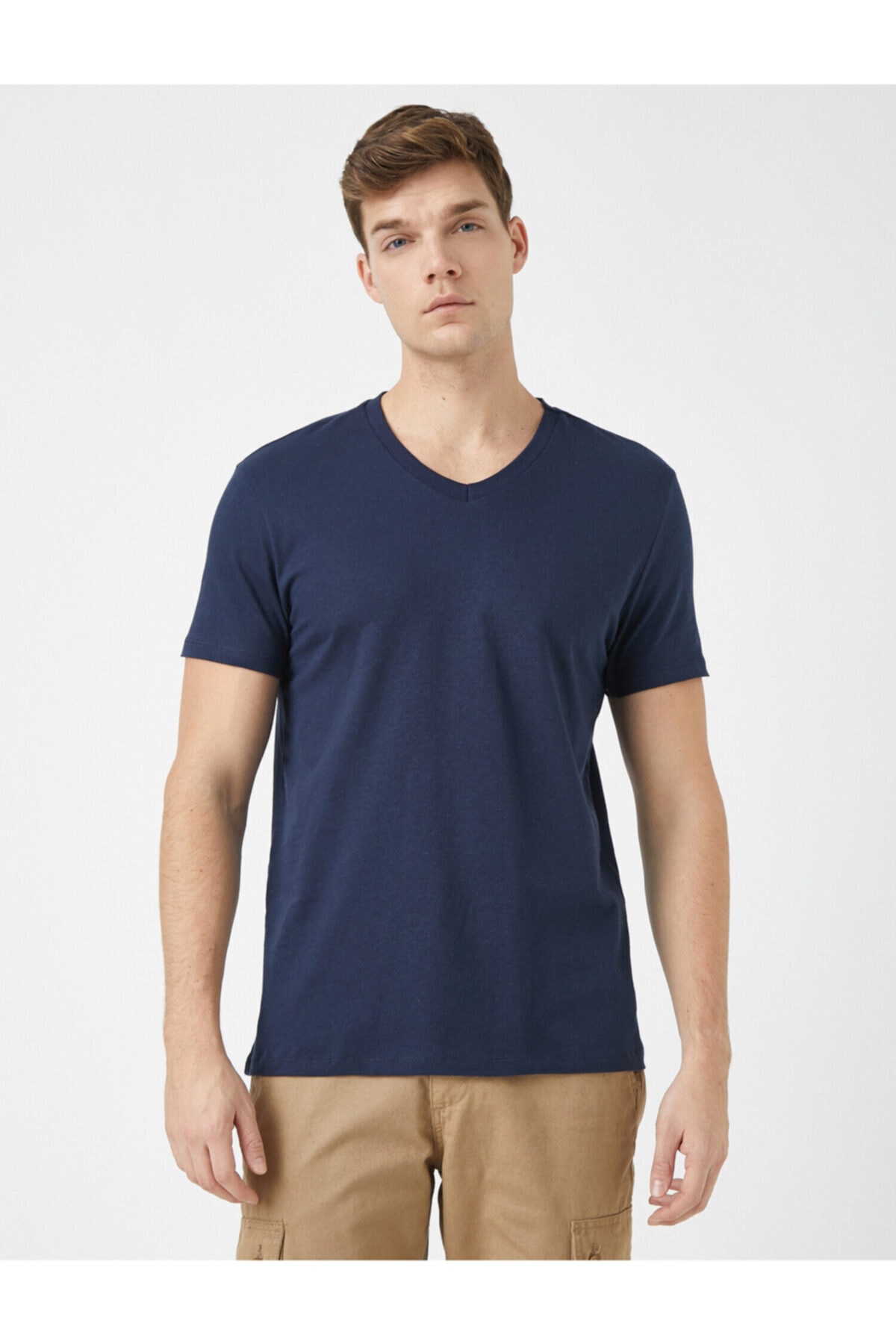 تیشرت مردانه آبی سرمه ای کوتون | 1YAM12138LK اورجینال - تصویر 3