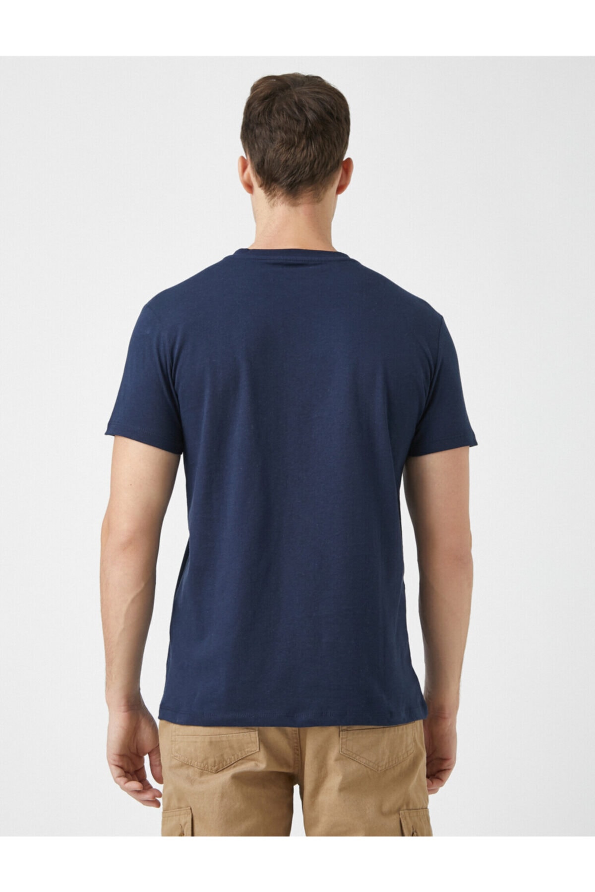 تیشرت مردانه آبی سرمه ای کوتون | 1YAM12138LK اورجینال - تصویر 4