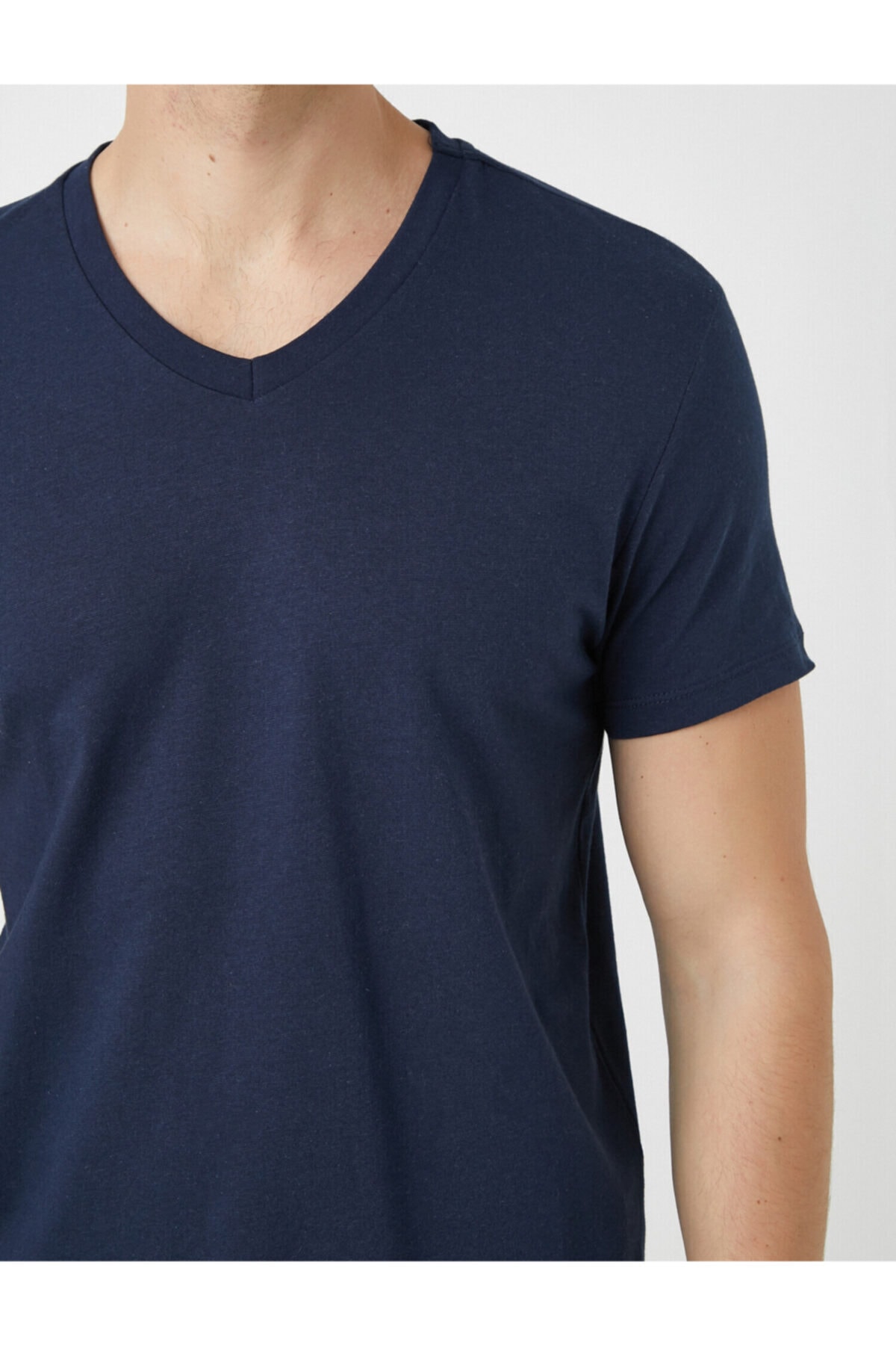 تیشرت مردانه آبی سرمه ای کوتون | 1YAM12138LK اورجینال - تصویر 5