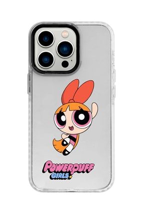 Iphone 13 Pro Beyaz Kenarlı Anti Shock Powerpuff Girls Desenli Telefon Kılıfı IP13PANTI-164