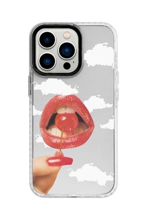 Iphone 13 Promax Beyaz Kenarlı Anti Shock Jenner Kiss Desenli Telefon Kılıfı IP13PMANTI-274