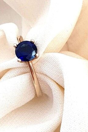 Sky Diamond Blue Creative Sapphire 925ayar Gümüş Rose Tek Taş Yüzük 914410404