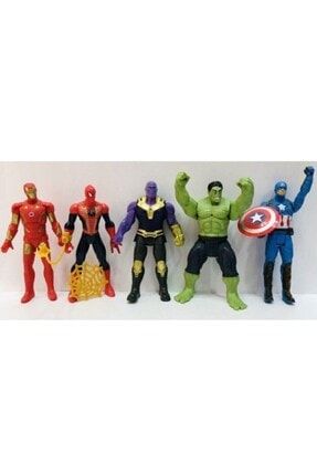 Yenilmezler Thanos - Hulk - Captain America - Örümcek Adam - Iron-man 5'li Süper Kahraman Oyun Seti PRA-5205229-7518