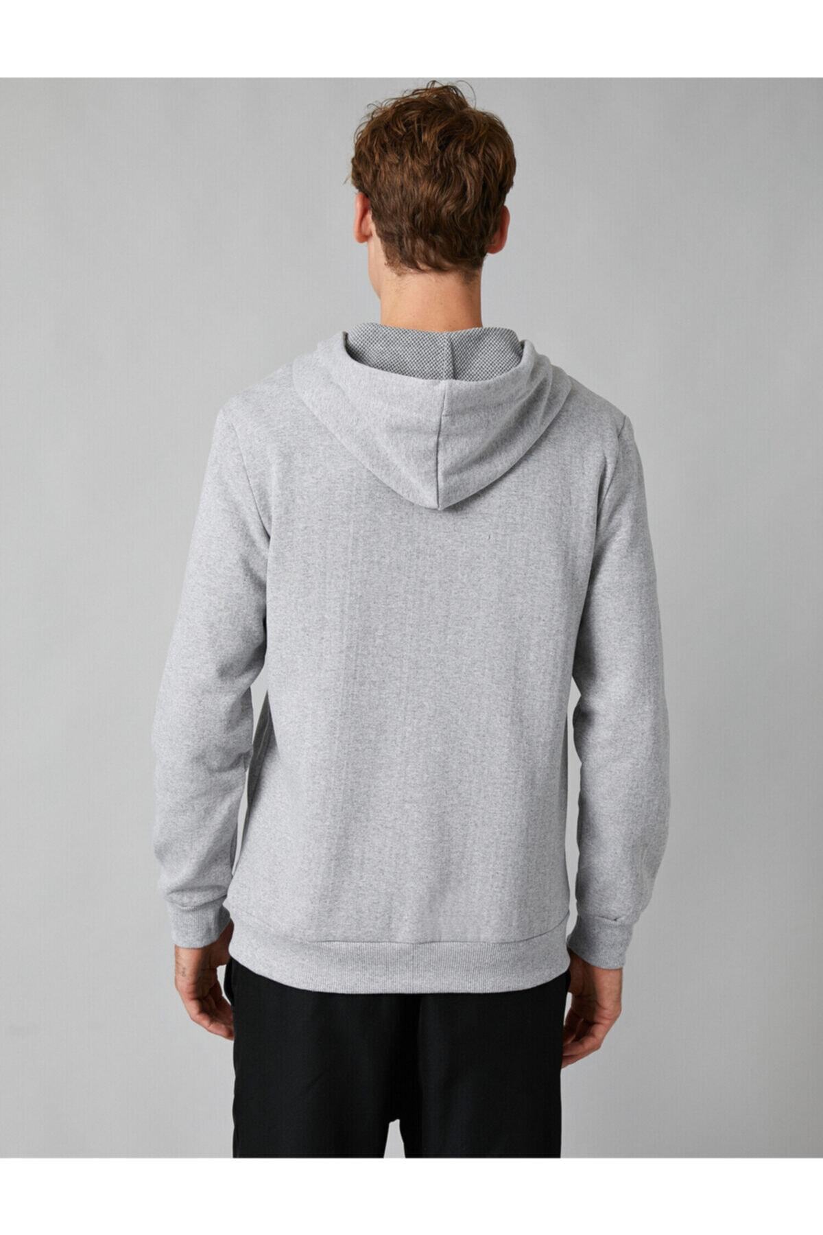 سویشرت مردانه خاکستری کوتون | 1KAM71087LK اورجینال - تصویر 4