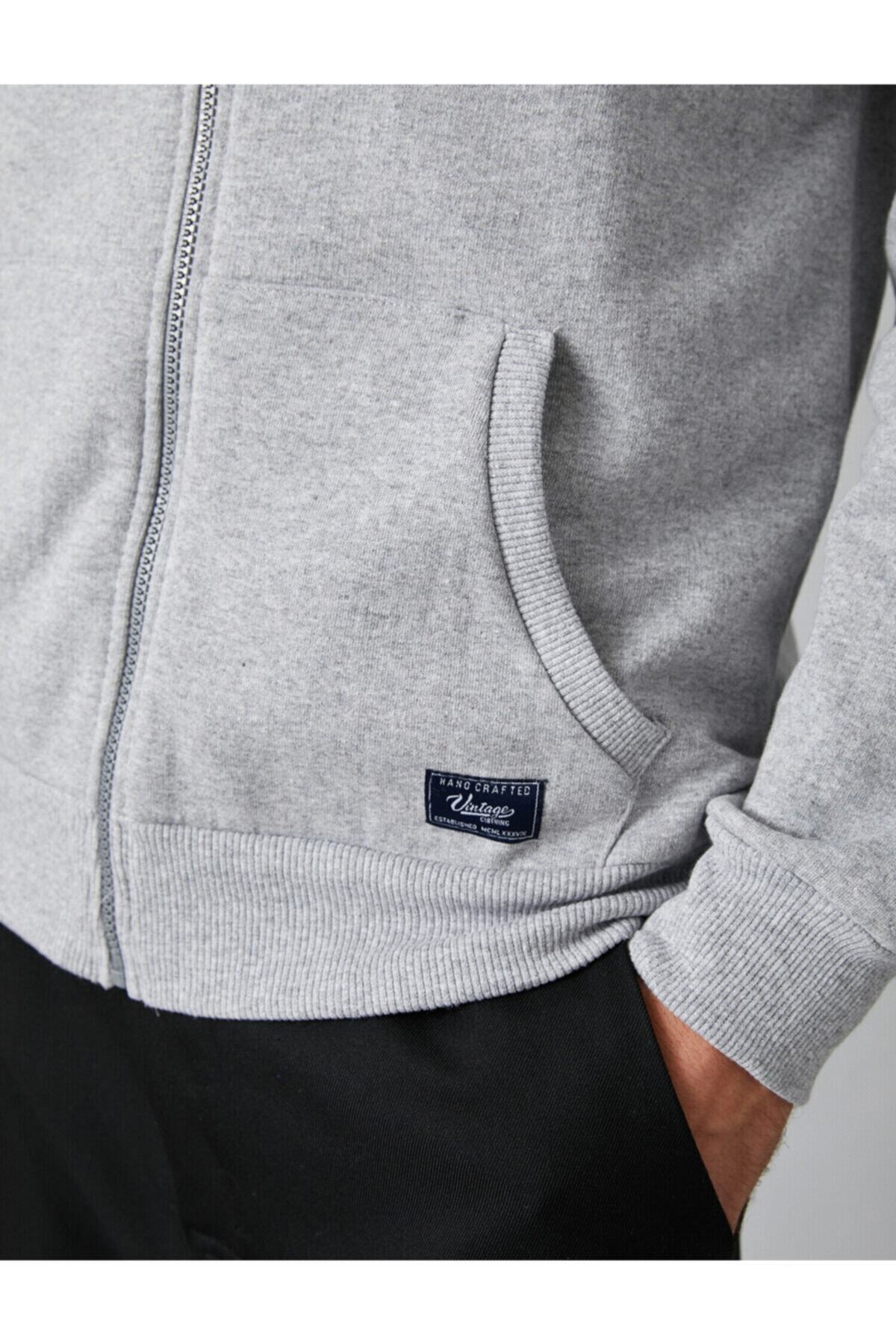 سویشرت مردانه خاکستری کوتون | 1KAM71087LK اورجینال - تصویر 5