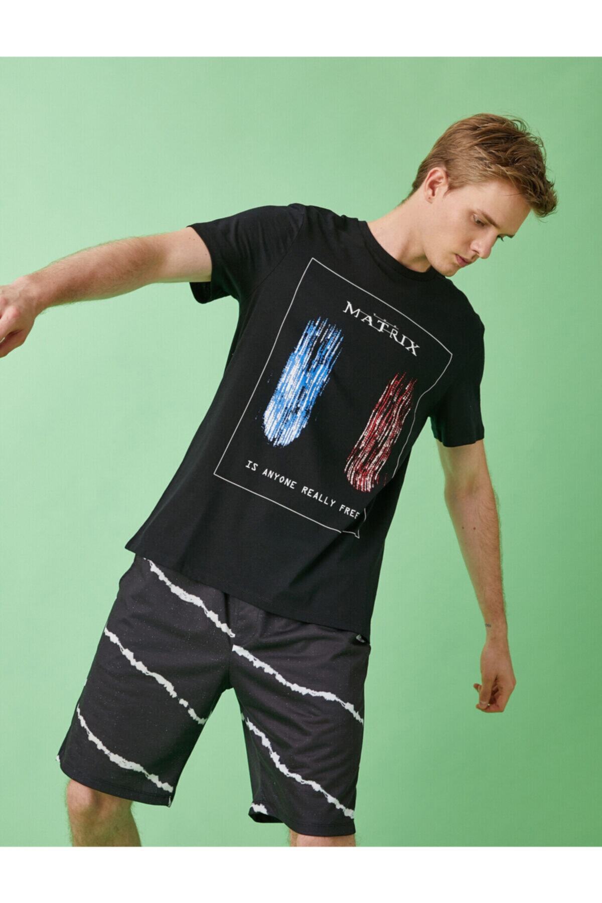 تیشرت مردانه مشکی کوتون | 1YAM11359CK اورجینال - تصویر 7