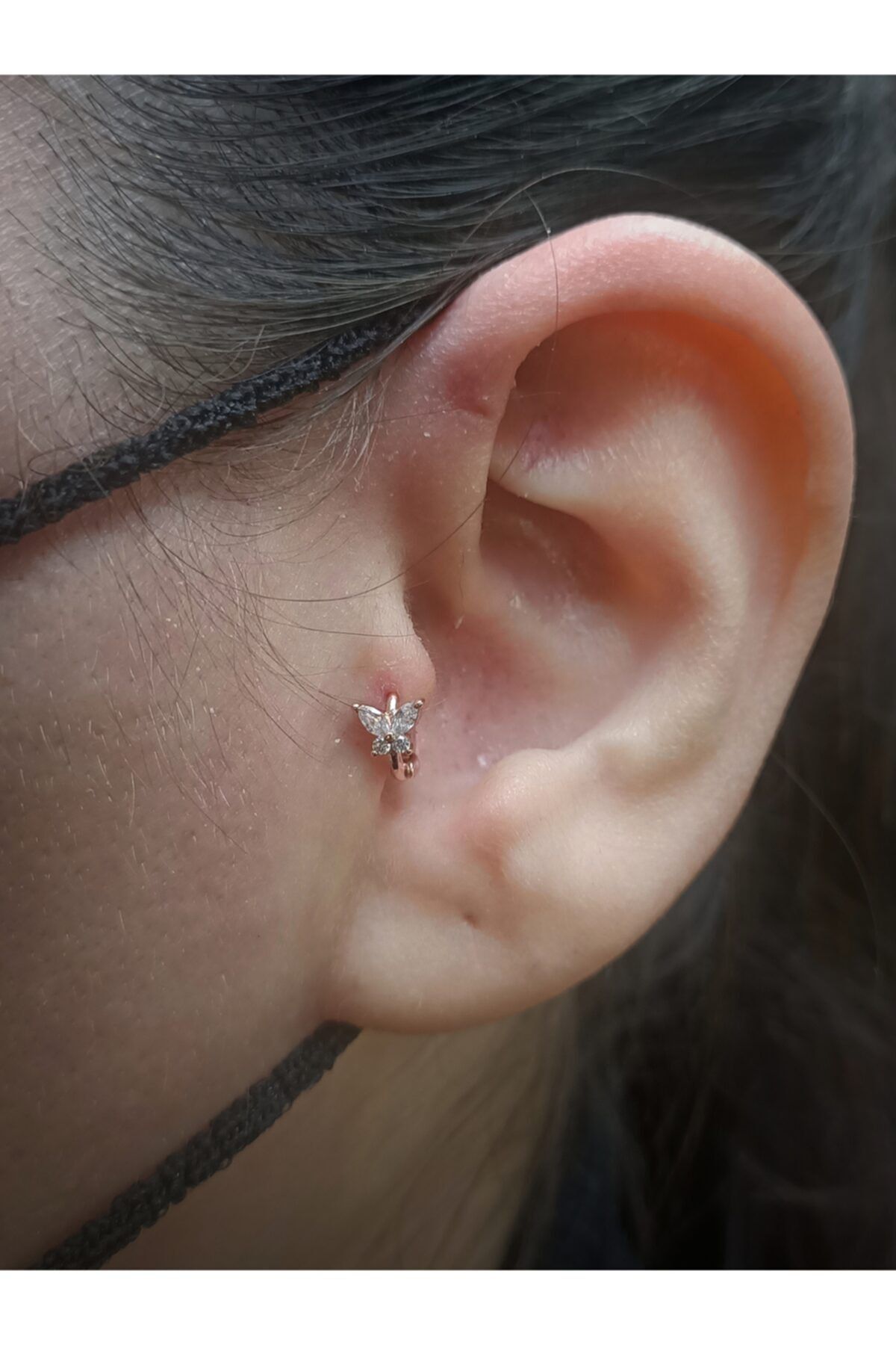 Cerrahi Celik Rosegold Mini Kelebek Tragus rook helix Piercing