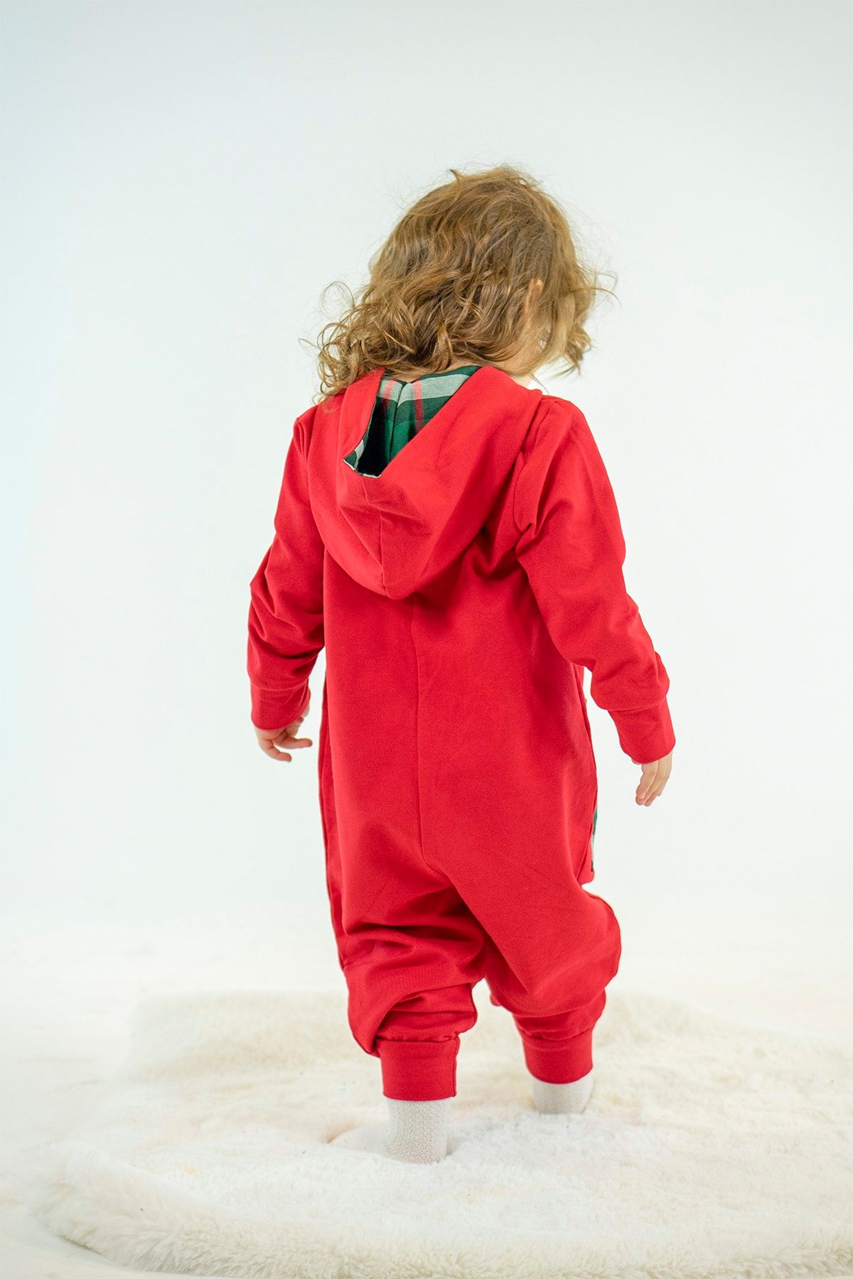 Catz Kids New Year Red Combed Cotton Hooded Jumpsuit Trendyol