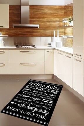 Kitchen Rules Dijital Baskılı Kaymaz Taban Yıkanabilir Leke Tutmaz Mutfak Halısı GKTMT1016