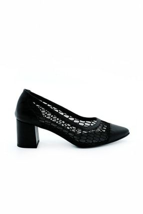 Kadın Siyah Fileli Topuklu Ayakkabı GULFILELI06